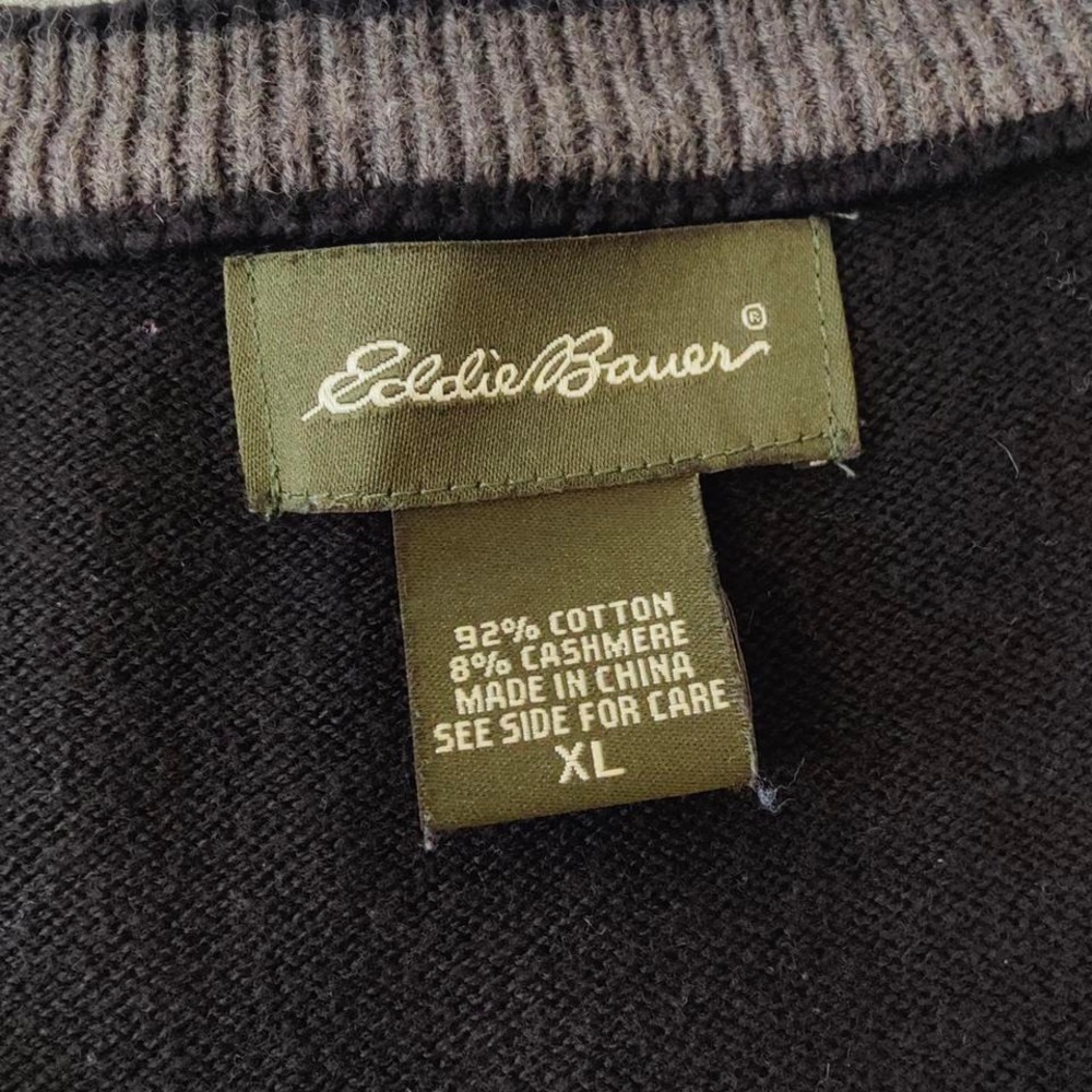 Eddie Bauer Dark Academia Heritage Preppy Cashmere Blend Knit Vest Cozy Mens XL - Picture 2 of 5